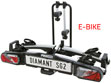 PROUSER SG2 - Capacit 2 bici. Carico Max 60 Kg. Peso articolo 17 Kg.  in acciaio e alluminio. Portabici pieghevole.  Funzione reclinabile per l'apertura del bagagliaio. Interasse bici: qualsiasi misura fino a 1250 mm.
Inclusa borsa. Prodotto non consigliato per e-bike biamortizzate (vedi VSVX2)
