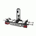 PROUSER DIAMANT - Capacit 2 bici. Carico Max 60 Kg. Peso articolo 18 Kg.  in acciaio e alluminio. Portabici pieghevole.  Funzione reclinabile per l'apertura del bagagliaio. Interasse bici: qualsiasi misura fino a 1400 mm.
Inclusa borsa. Prodotto non consigliato per e-bike biamortizzate (vedi VSVX2)